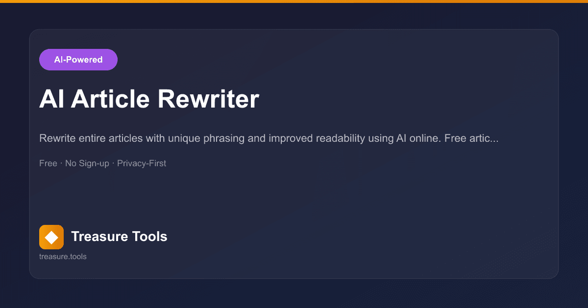 AI Article Rewriter | Treasure Tools
