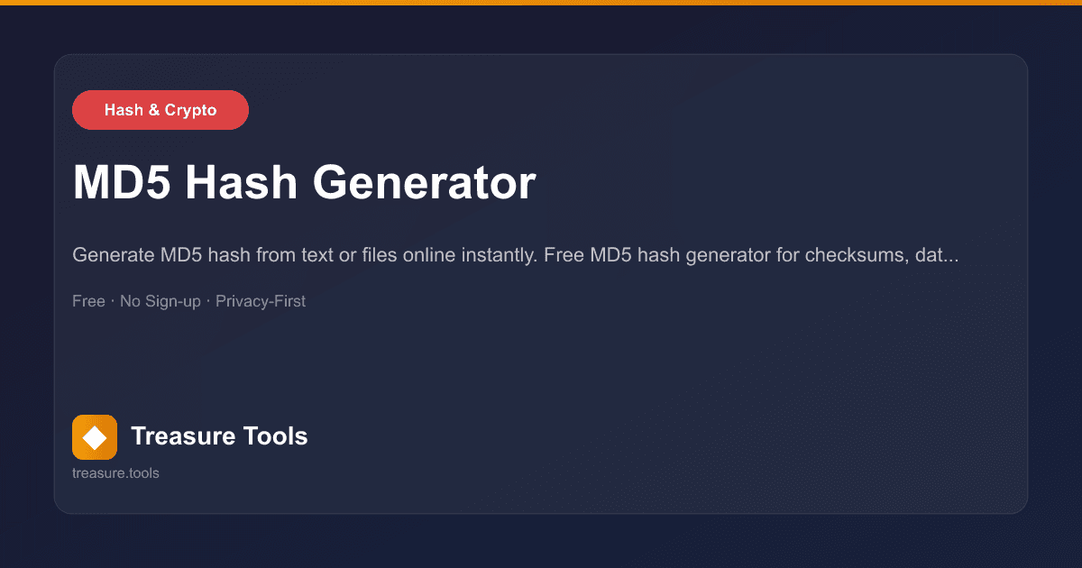 MD5 Hash Generator | Treasure Tools