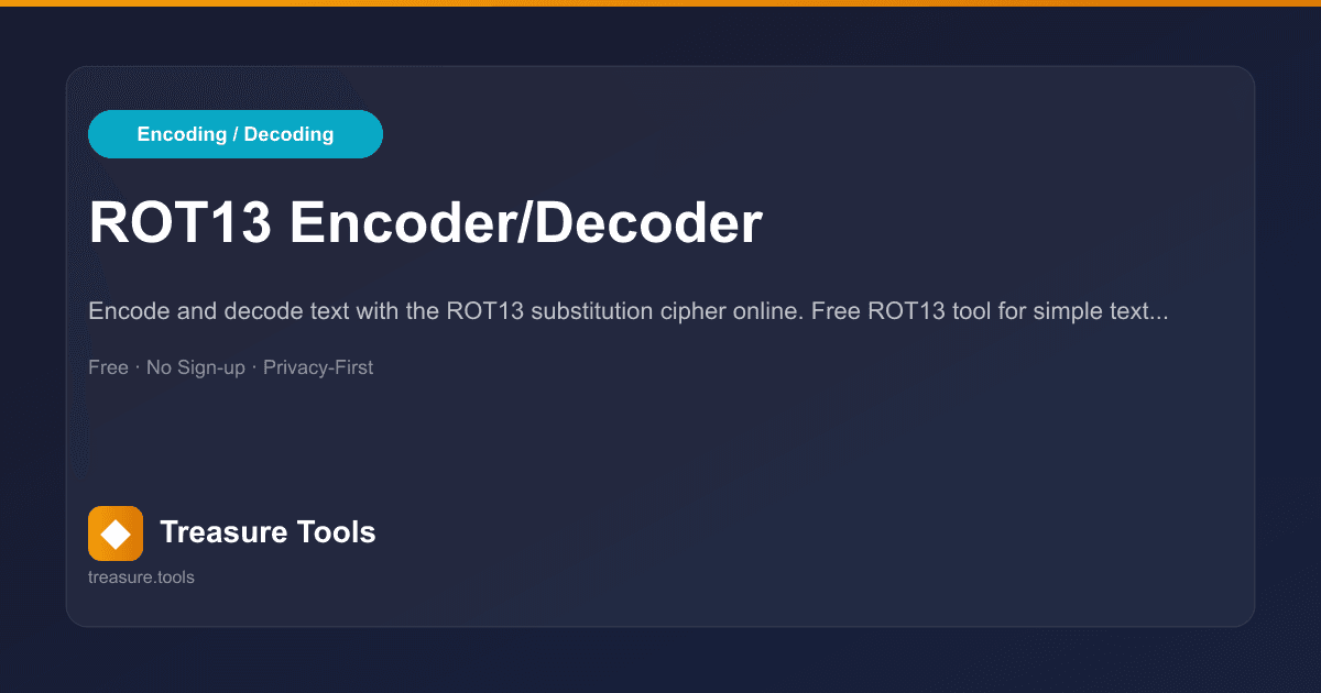 ROT13 Encoder/Decoder | Treasure Tools